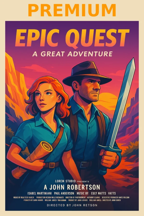 Beispielbild PREMIUM Artikel Abenteuer Filmposter im Neo Retro Illustrations Stil