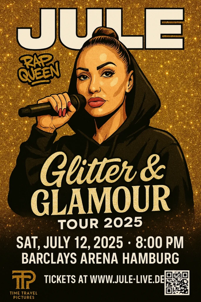 Fiktives Konzertposter "Glitter & Glamour Tour 2025"