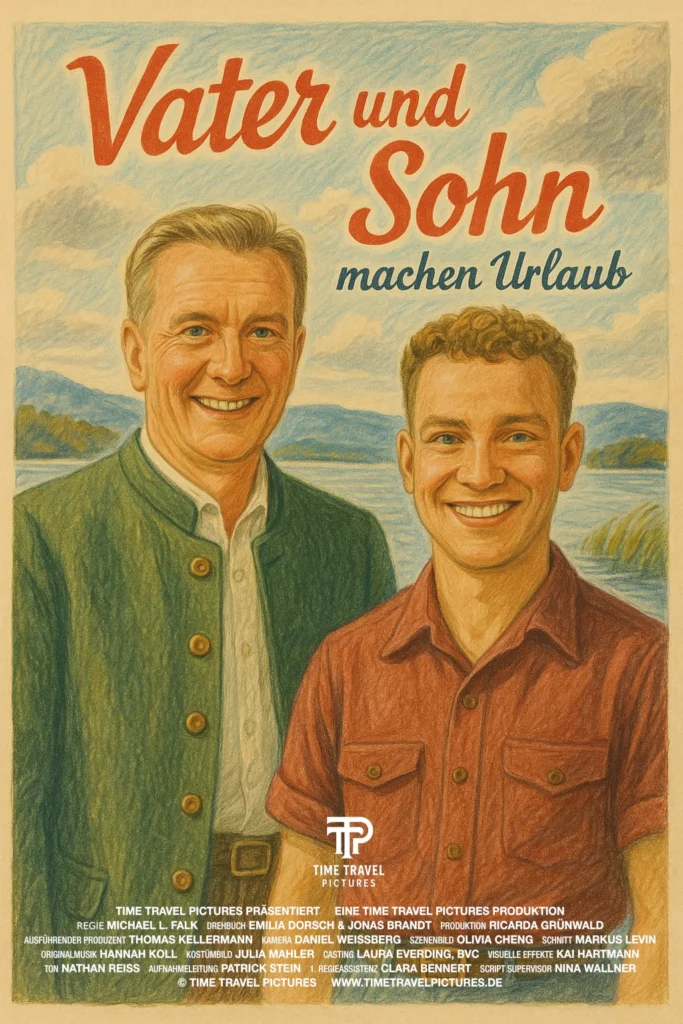 Filmposter "Vater und Sohn machen Urlaub" im 1950er Jahre Heimatfilm Stil